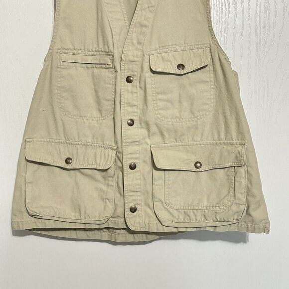 Calvin Klein Men Beige Denim Utility Tactical Vest Fishing Safari Size Large - Picture 3 of 12